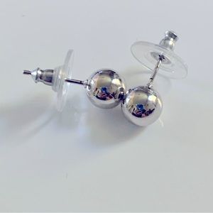 🪙 Classic 8 mm Silver Tone Ball Stud Earrings by Nice & Bella